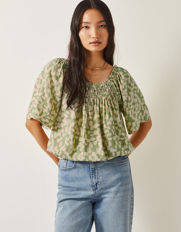 Ania Batik Print Top, Green (GREEN), large