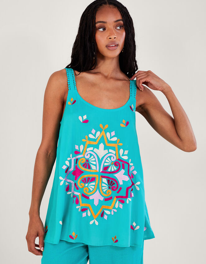 Bonita Embroidered Cami, Blue (TURQUOISE), large