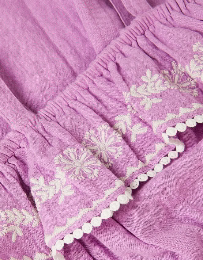 Embroidered Ruffle Tassel Jumpsuit, Purple (LILAC), large