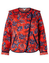 ASHOKA Hattie Hand Screen Quilted Jacket in Organic Cotton, Red (RED), large