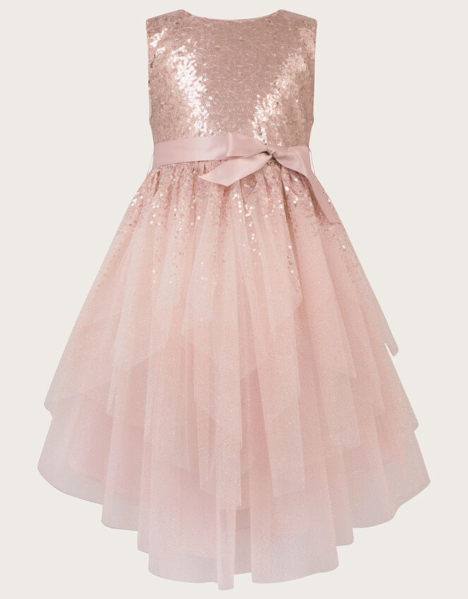 Safire Glitter Layered Dress, Gold (ROSE GOLD), large