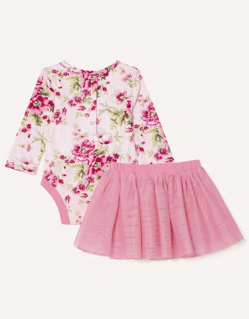 Newborn Floral Bodysuit and Skirt, Pink (PINK), large