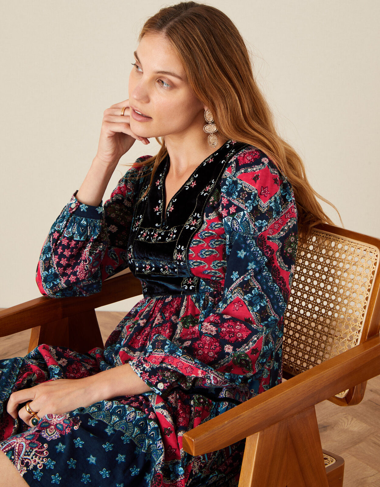 Velvet trim shop dress