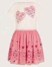 Heart Embroidered Disco Dress, Pink (PINK), large