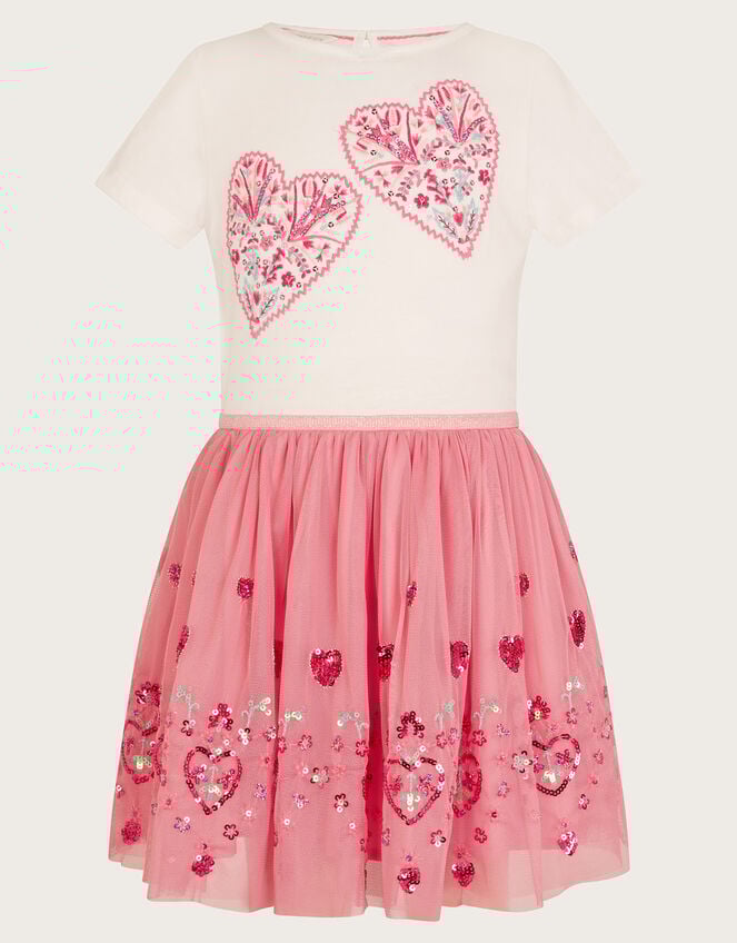 Heart Embroidered Disco Dress, Pink (PINK), large