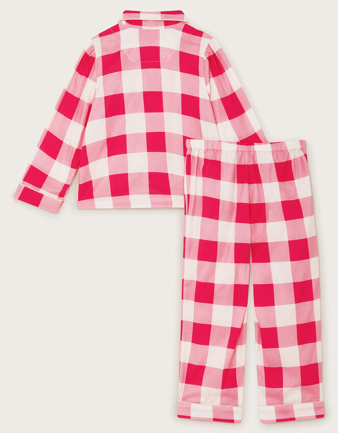 Flannel Check Long Pyjamas Set, Pink (PINK), large