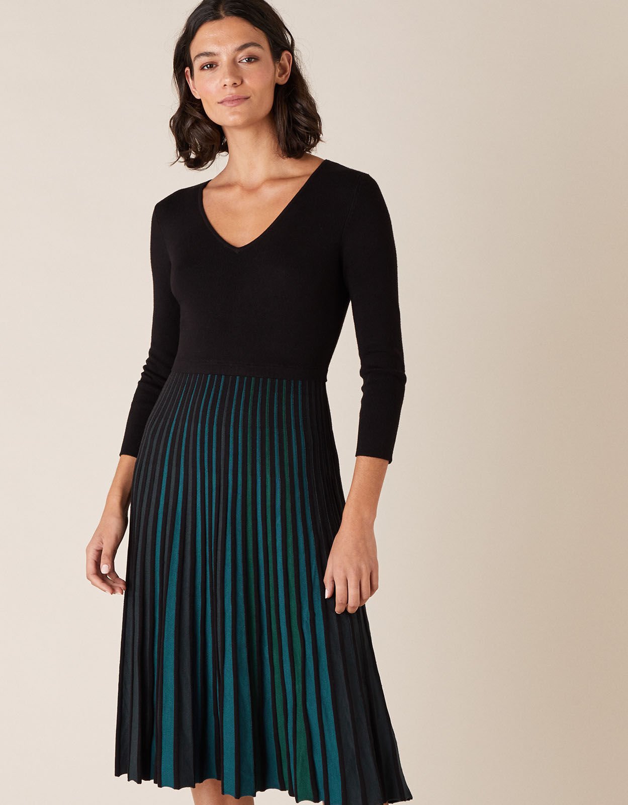 Black dress with coloured pleats online
