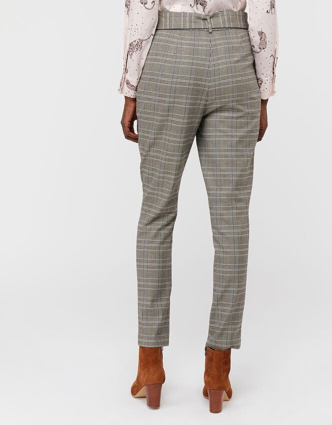 Ettie Check Wide Leg Trousers, Grey (GREY), large