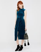 Shelby Twist Velvet Shift Dress, Teal (TEAL), large