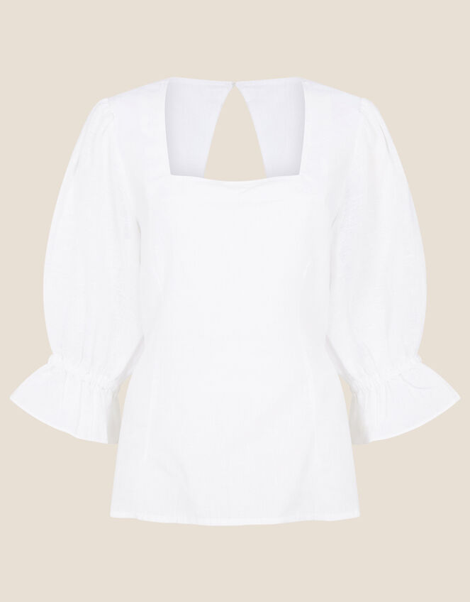 Square Neck Bow Back Blouse, Ivory (IVORY), large