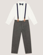 Arthur Herringbone 3-Piece Suit with Braces, Grey (GREY), large