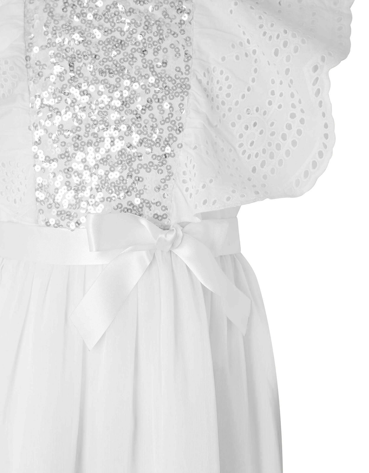 Amelia Sequin and Broderie Lace Dress Ivory Girls Dresses Monsoon UK