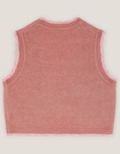 Rose Embroidered Knitted Waistcoat, Pink (PINK), large