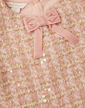 Tweed Bow Sleeveless Pinafore Dress, Pink (PINK), large