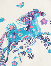 Horse Print Long Sleeve T-Shirt, Ivory (IVORY), large