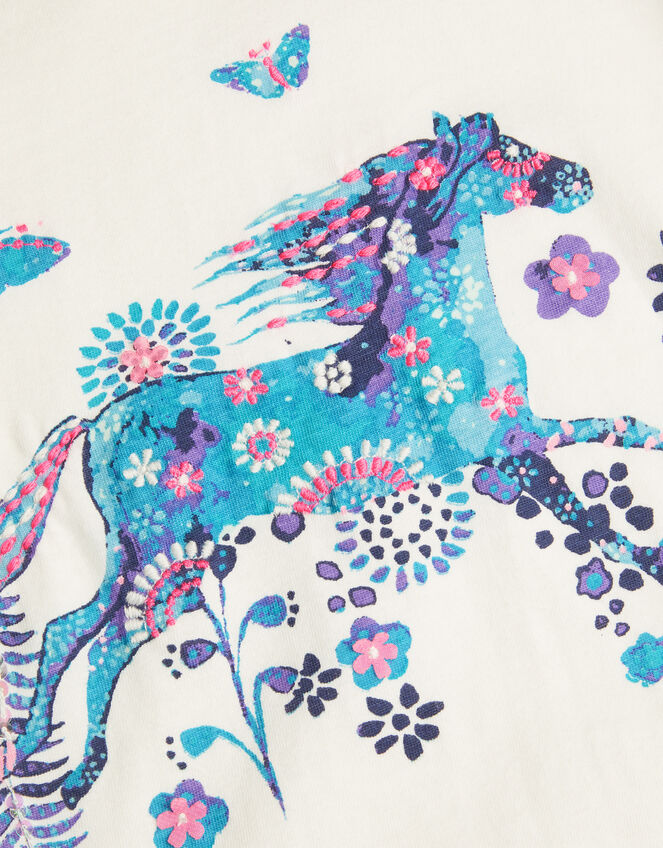 Horse Print Long Sleeve T-Shirt, Ivory (IVORY), large