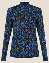 Cora Printed Jersey Top, Teal (TEAL), large