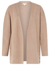 Button Side Edge-to-Edge Cardigan , Camel (CAMEL), large