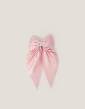 Satin Bow Bridesmaid Hair Clip, Pink (PINK), large