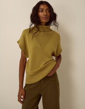Fay High Neck Knit Tank, Green (CHARTREUSE), large