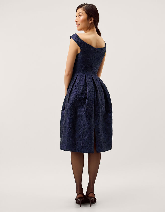Juliana Floral Jacquard Midi Dress Blue