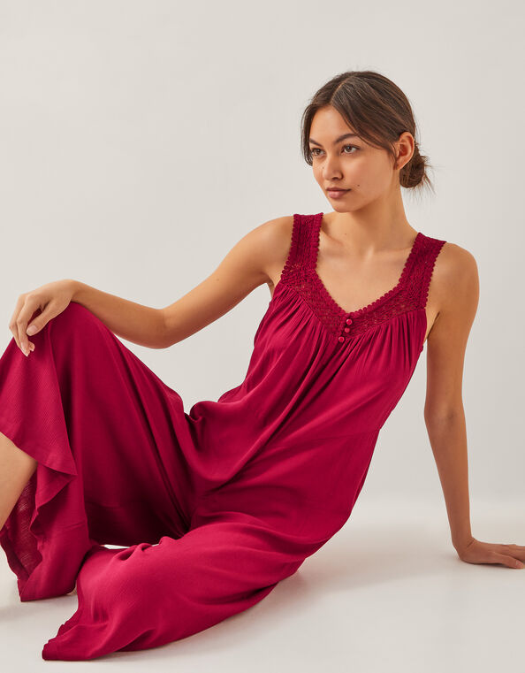 Rachel Sleeveless Culotte Jumpsuit, Red (BURGUNDY), large