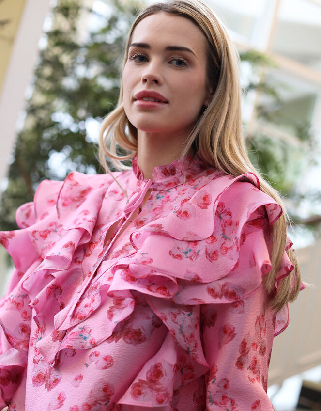 Crās Sylvia Rose Ruffle Blouse, Pink (PINK), large