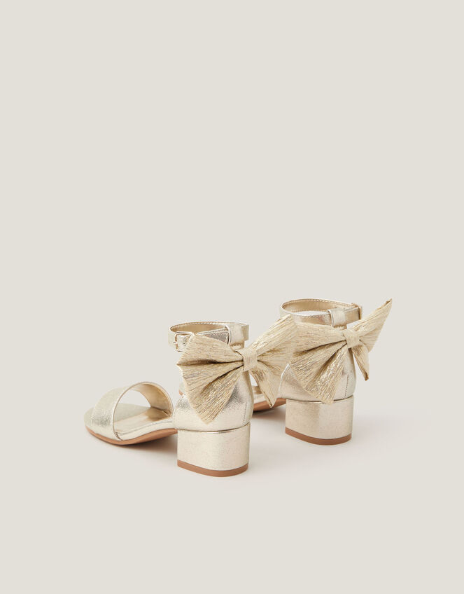Open-Toe Bow Heels, Gold (GOLD), large