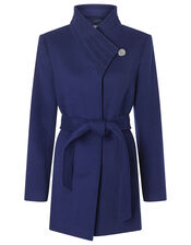 Remmie Short Belted Coat, Blue (BLUE), large