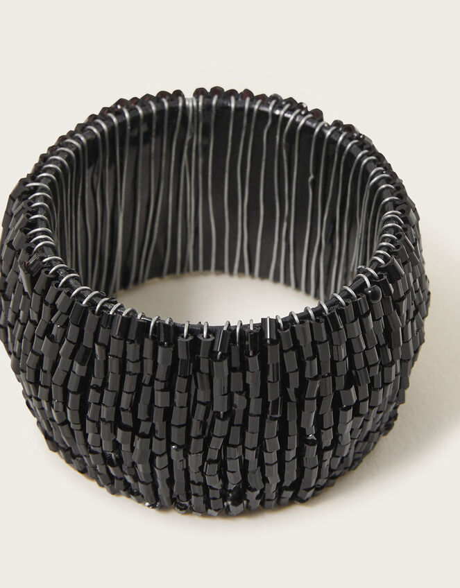 Beaded Napkin Ring, Black (BLACK), large