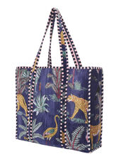 Conscious Yoga Collective Velvet Jungle Print Tote Bag, Blue (NAVY), large