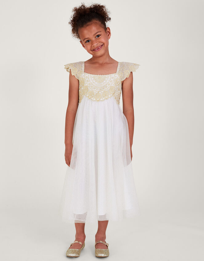 Estella Dress Gold Girls' Dresses Monsoon UK.