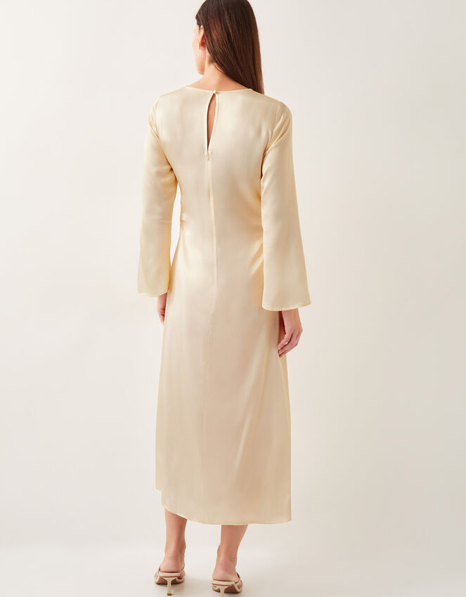 Camile Floral Satin Midi Dress, Yellow (YELLOW), large