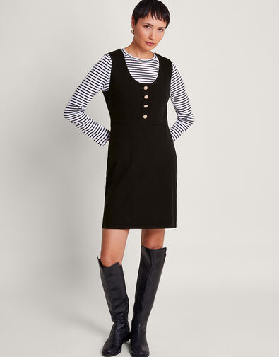 Phene Pinafore Mini Dress, Black (BLACK), large
