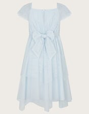 Theodora Tulle Diamante Sleeve Dress, Blue (BLUE), large