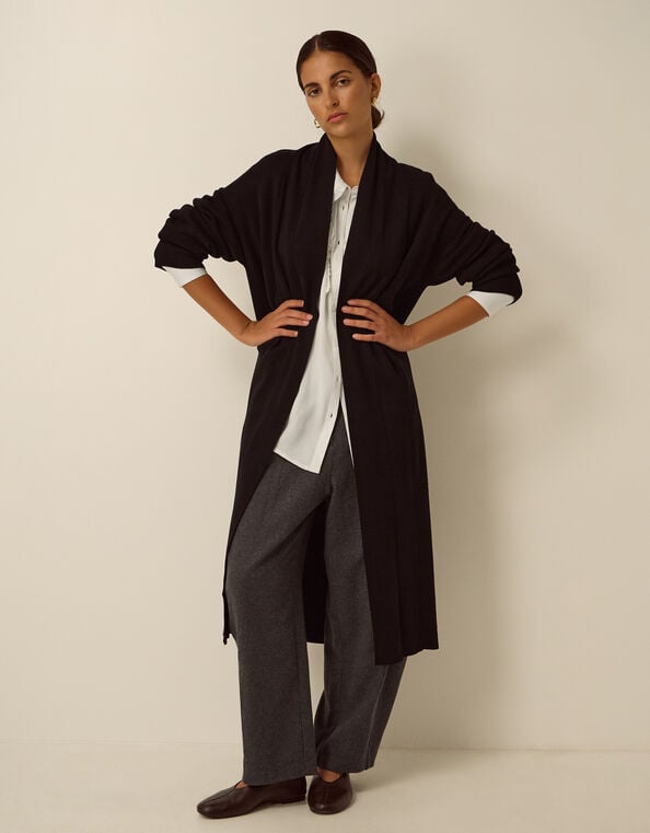 Sadie Knit Longline Cardigan, Black (BLACK), large