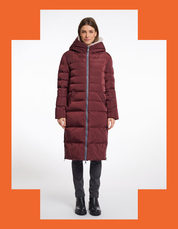 Rino & Pelle Keila Faux Fur Lined Long Puffer Coat, Brown (CHOCOLATE), large