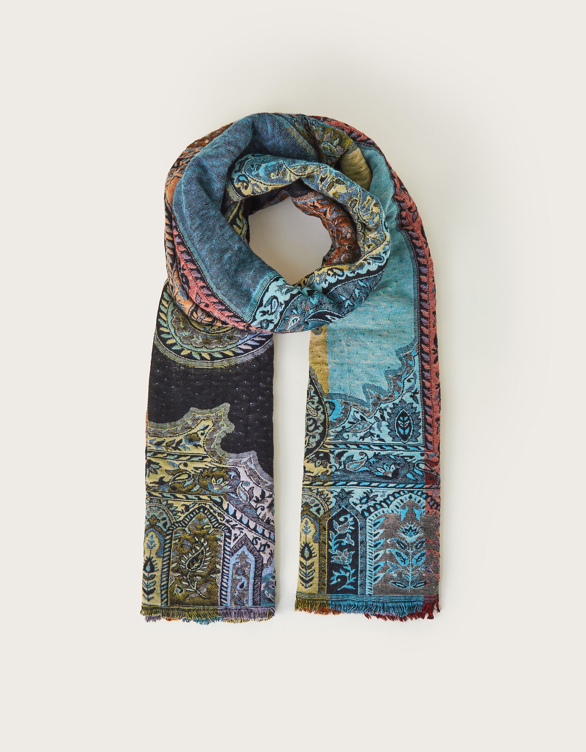 Lil Paisley Patchwork Scarf | Accessories | Monsoon UK.