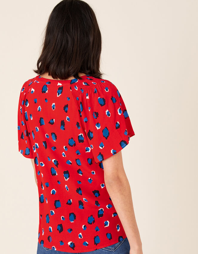 Animal V-Neck Top with LENZING™ ECOVERO™, Red (RED), large