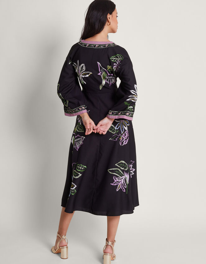 Kaya Embroidered Dress, Black (BLACK), large
