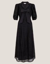 Mae Polka Dot Devor&eacute; Midi Dress, Black (BLACK), large