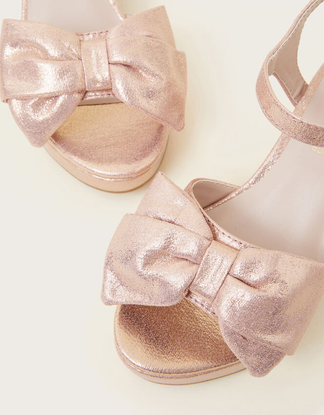 Shimmer Bow Heeled Shoes, Pink (PINK), large