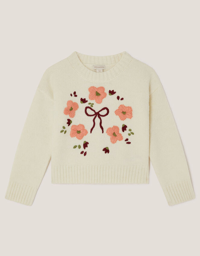 Floral Embroidered Jumper, Ivory (IVORY), large