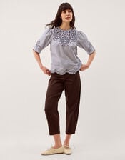 Kirsty Embroidered Stripe Top, Blue (NAVY), large