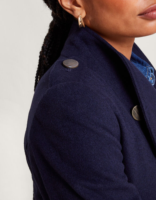 Vanessa Skirted Coat in Wool Blend, Blue (NAVY), large