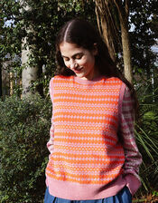East Becky Alpaca and Cashmere Fairisle Jumper, Pink (PINK), large