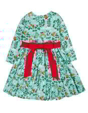 Frugi Christmas Party Skater Dress, Green (LIGHT GREEN), large
