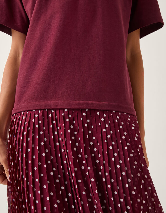 Senya Polka Dot Midi T-Shirt Dress, Red (BERRY), large
