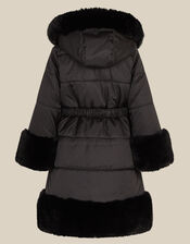 Diamant&eacute; Padded Faux Fur Coat, Black (BLACK), large