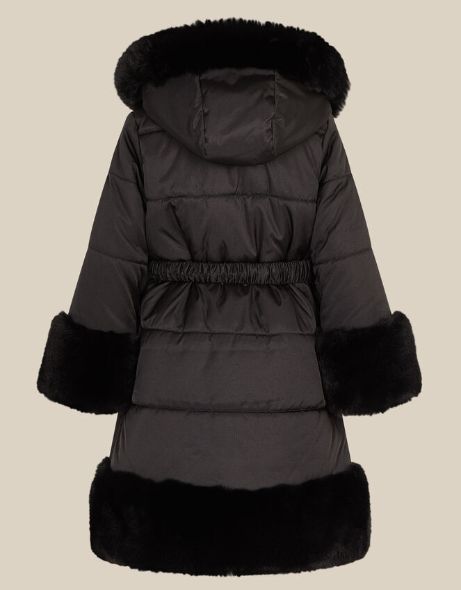 Diamant&eacute; Padded Faux Fur Coat, Black (BLACK), large